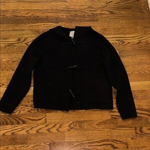 Vintage Sioni Black Hooded Toggle Jacket Minimalist Lagenlook Fashion